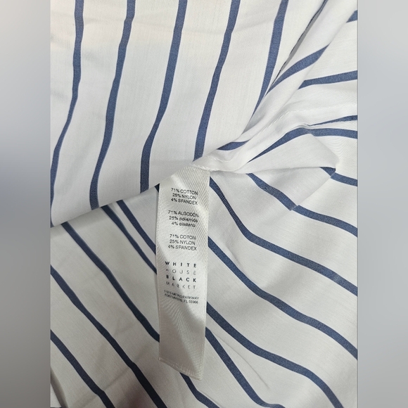 💜White House Black Market Women's Blouse 3/4 Flounce Sleeve Top Sz 10🩵 - Picture 2 of 7